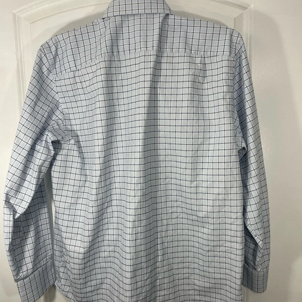 Banana Republic Men's Light Blue Plaid Shirt Size 16-16.5 L CB-